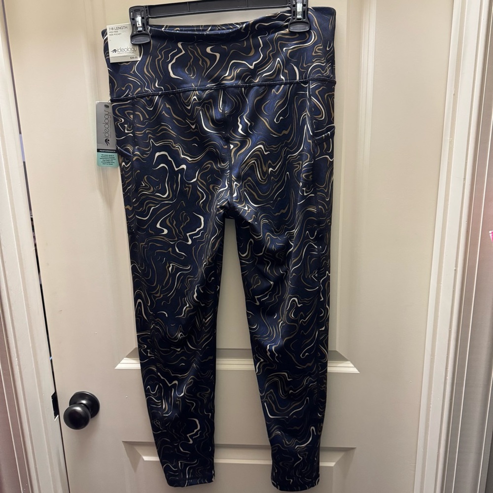 NWT Ideology Stylish Black and Gold Patterned Leggings